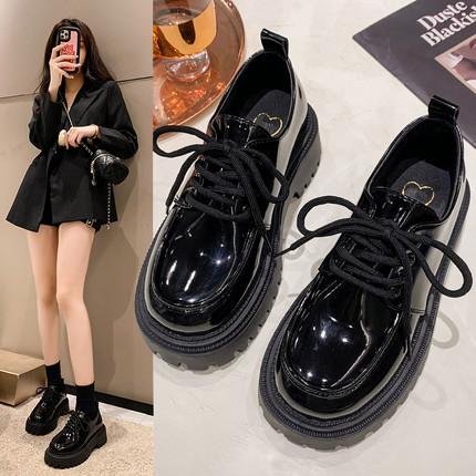 小皮鞋女款英伦风单鞋2025新款春秋季玛丽珍厚底乐福鞋黑色女鞋子