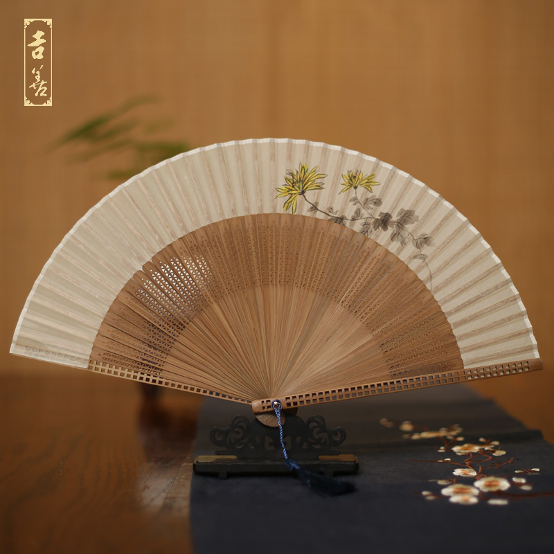 古风窄边渐变丝绸折扇