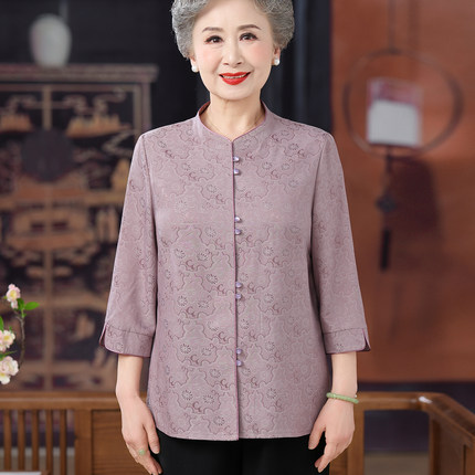 2026新款奶奶宽松衬衫新中式国风老年人老太太春夏装妈妈上衣洋气