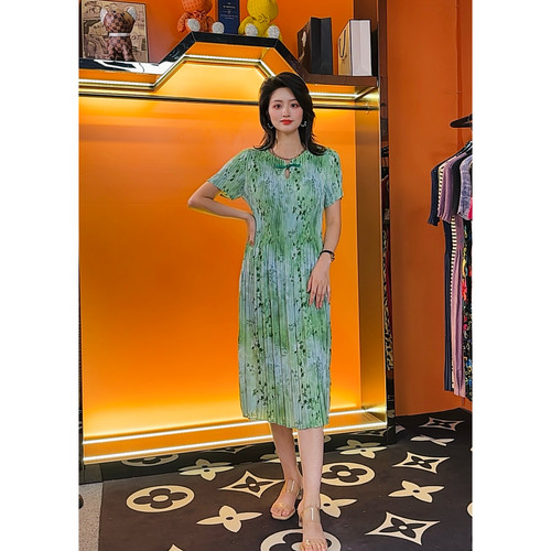 [976]名媛旗袍风夏季贵妇优雅大码女装连衣裙A字显瘦透气时尚气质