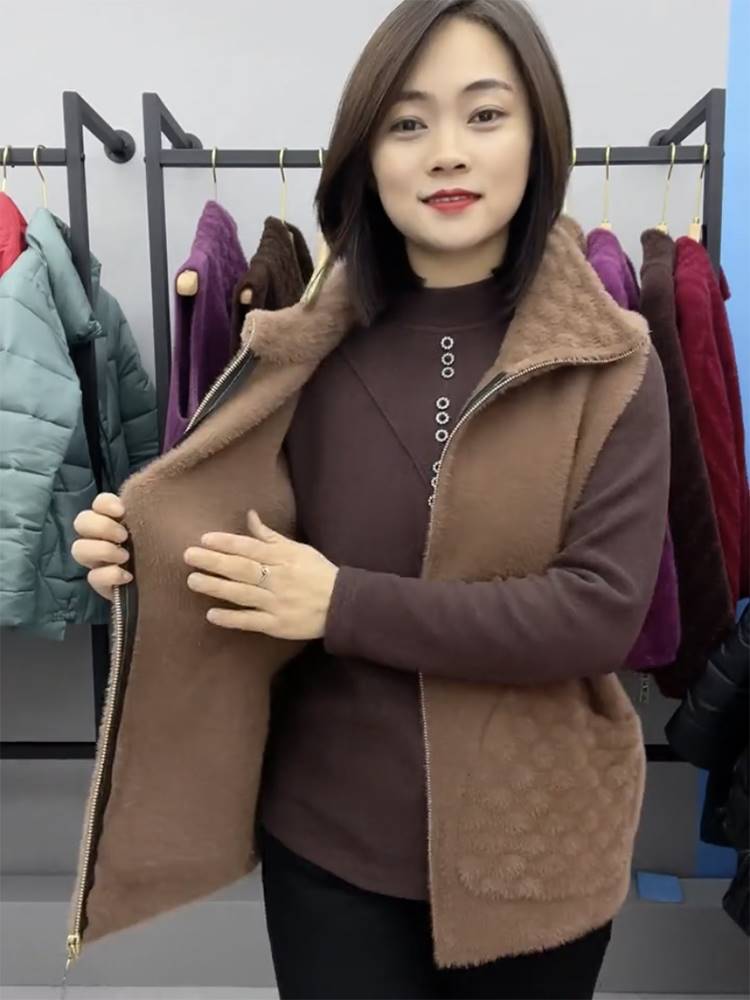 马夹拉链中老年宽松背心背心