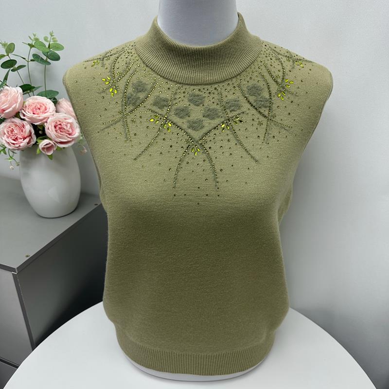 妈妈一体绒加厚毛衣女冬装半高领羊毛衫中老年内搭洋气打底衫上衣