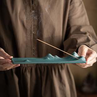 陶瓷香插香座禅意香托檀香薰香家用室内沉香线香插摆件线香插底座