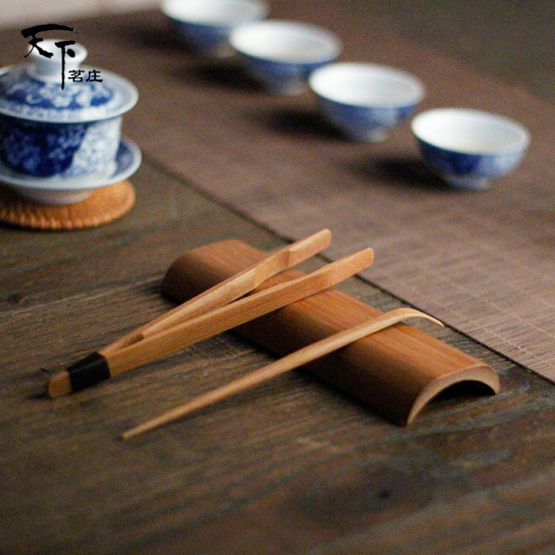 手工天然竹制碳化六君子套装茶则茶针茶拨茶夹茶搁置茶具配件包邮