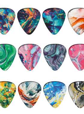 吉他拨片扫弦SOLIO民谣吉他拨片电吉他拨片尤克里里10片彩绘拨片