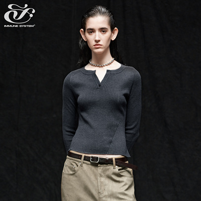 immune system免疫系统 亲肤合体v领长袖打底毛织