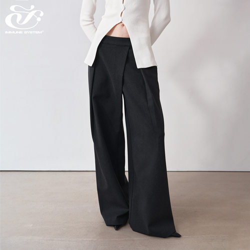 immune system免疫系统 造型感搭片腰头阔腿长西裤