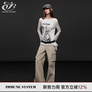 长裤 immune 裤 蕾丝开衩拼接休闲工装 system免疫系统