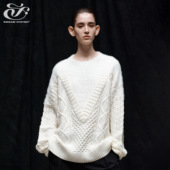 immune 立体V形编织扭花廓形宽松毛衣 White system免疫系统 Pure