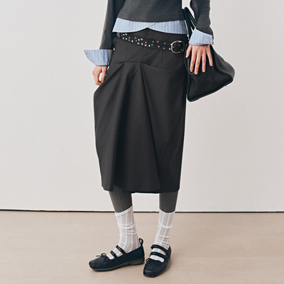 immune system免疫系统 半身裙不规则褶皱半裙