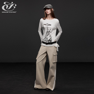 immune system免疫系统 蕾丝开衩拼接休闲工装裤长裤