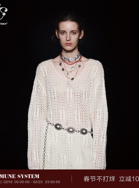 【李一桐同款】immune system羊毛针织衫宽松镂空扭花罩衫毛衣