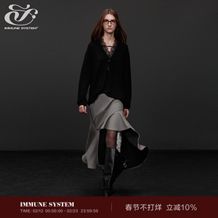 immune system 蕾丝花边双层不对称开衩裙