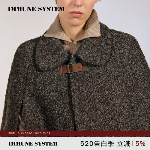 【易梦玲同款】immune system 娃娃领斗篷复古圈圈呢羊毛外搭披肩