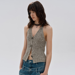 【宅女同款】immune system 原创可调节背心挂脖皮带露背毛织吊带