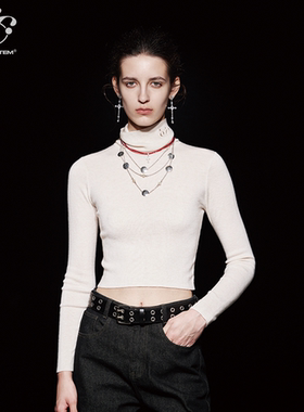 immune system免疫系统 基础打底刺绣堆堆高领紧身毛织T恤长袖