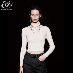 immune system免疫系统 基础打底刺绣堆堆高领紧身毛织T恤长袖