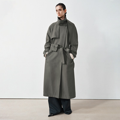 immune system免疫系统 围巾式立领挺阔一粒扣廓形长风衣外套