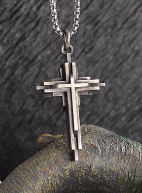 欧美风跨境热销饰品环保合金多层十字架吊坠复古时尚个性项链批发