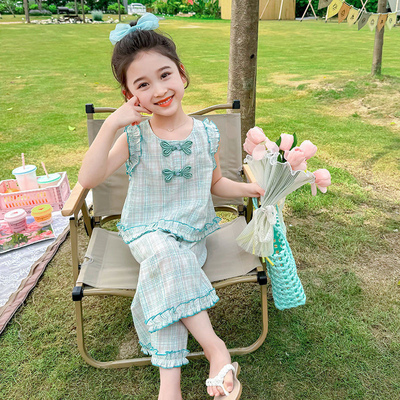 女童夏季新款格子宽松两件套