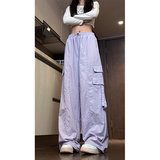 1016-K323-P48美式工装裤降落伞冲锋裤抽绳宽松阔腿束脚休闲裤，男装工装外套，星座1016