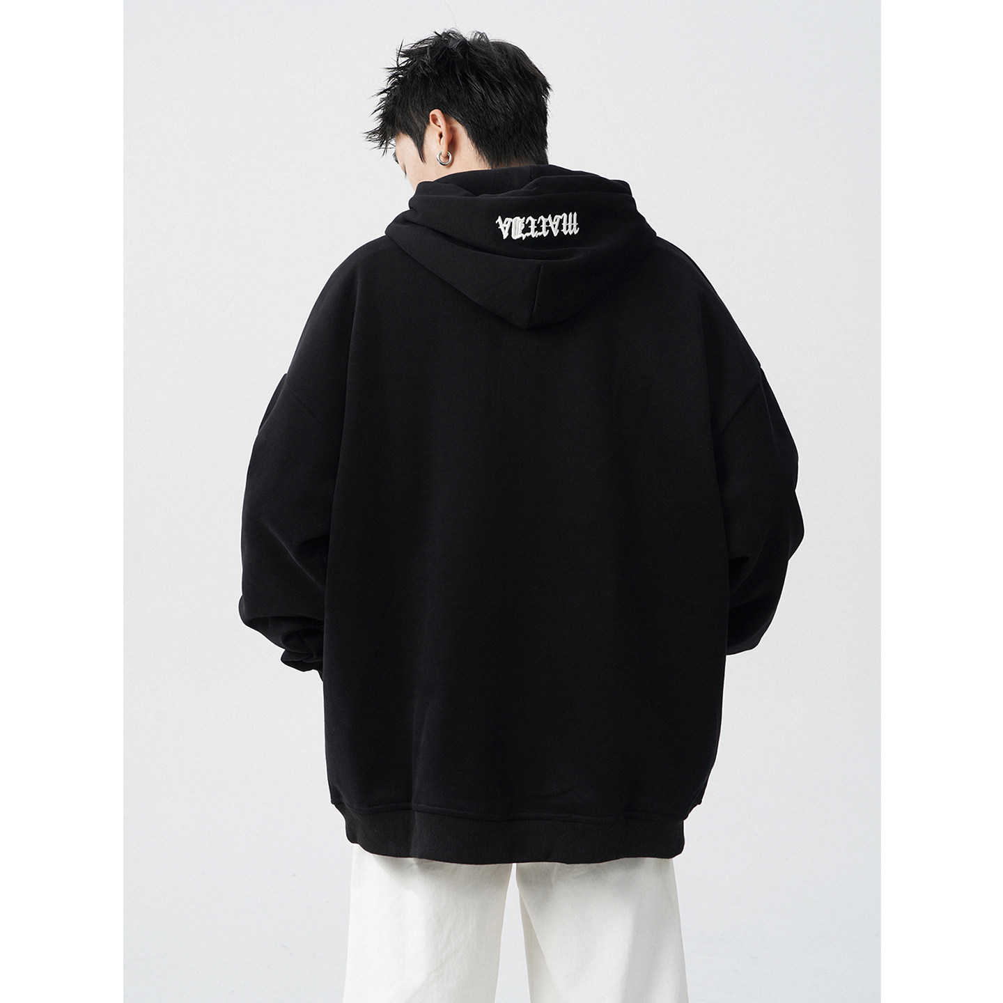 1016-WY111-P55现货420G重磅刺绣连帽卫衣潮牌宽松情侣套头帽衫,男装卫衣,星座1016