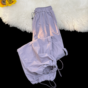1016-K323-P48 美式工装裤降落伞冲锋裤抽绳宽松阔腿束脚休闲裤图片