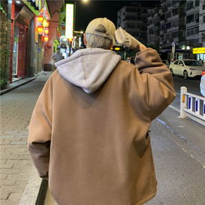 1016-AY30-P135 假两件呢料加厚外套中长款毛呢大衣双拉链设计图片