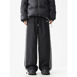 1016-MK77-P68美式条纹休闲裤冬季加厚极寒棉裤阔腿东北防寒裤子，男装棉裤，星座1016