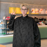 1016-C02-P55秋装新款新中式潮宽松休闲长袖衬衣外套立领上衣，男装衬衫，星座1016