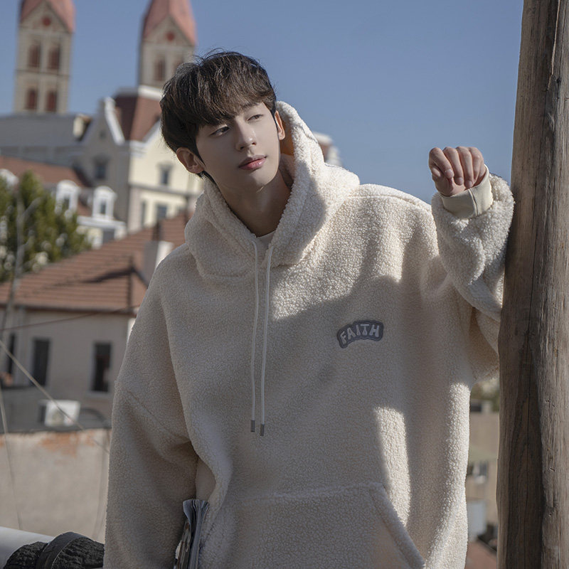 1016-BW378-P68加绒卫衣男加厚加绒羊羔毛保暖秋冬刺绣加绒外套，男装棉衣，星座1016