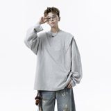 1016-CT005-P45美式复古剪裁长袖T恤小众设计感结构打底衫，男装T恤，星座1016