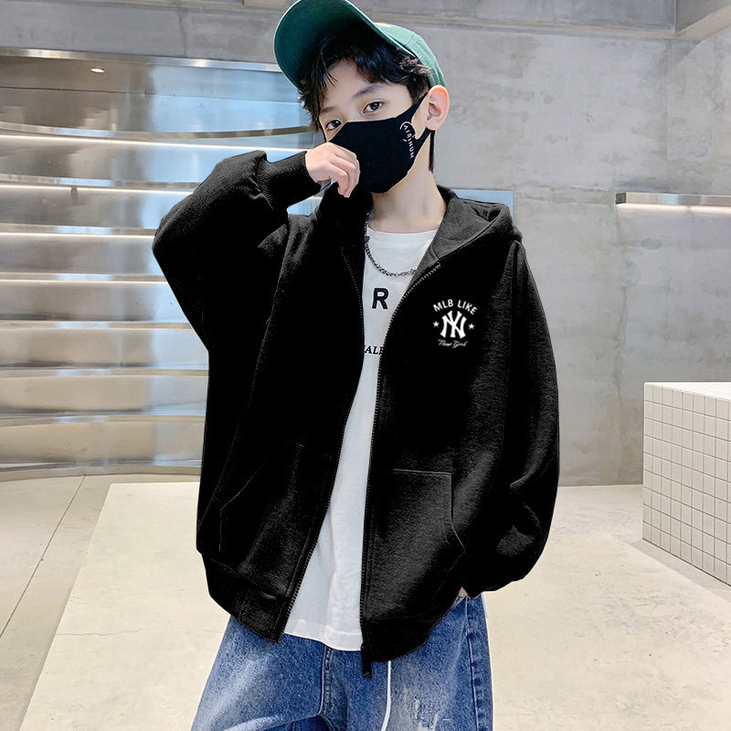 男童连帽外套春秋款2026新款中大童儿童秋季酷帅潮搭开衫秋装卫衣