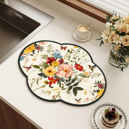 中式喜鹊餐垫吸水防滑餐桌隔热垫茶席茶桌硅藻泥速干茶杯垫