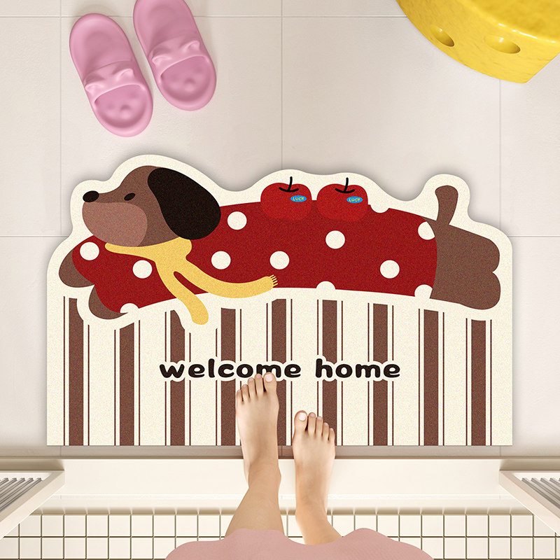 腊肠狗卡通吸水防滑浴室地垫进门脚垫门厅垫子厕所卫浴软垫