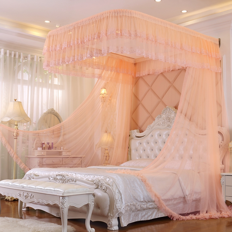 拉幕导轨蚊帐挂墙式加厚加密U型公主风婚庆1.8m床1.5双人2米家用