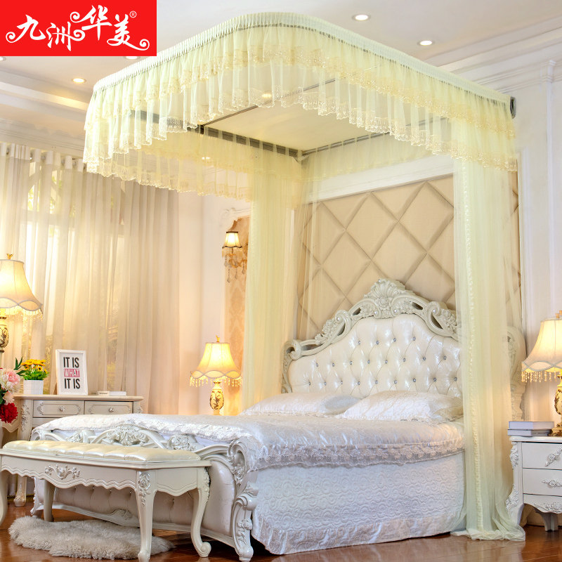 九洲华美U型导轨蚊帐加厚密公主风1.8米床双人家用2025新款三开门,床上用品,蚊帐,淘宝优惠券,粉丝福利购,淘宝优惠卷