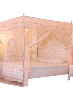 单开门蚊帐1.2米双人1.8三开门2家用1.5m加密加厚加固不锈钢支架