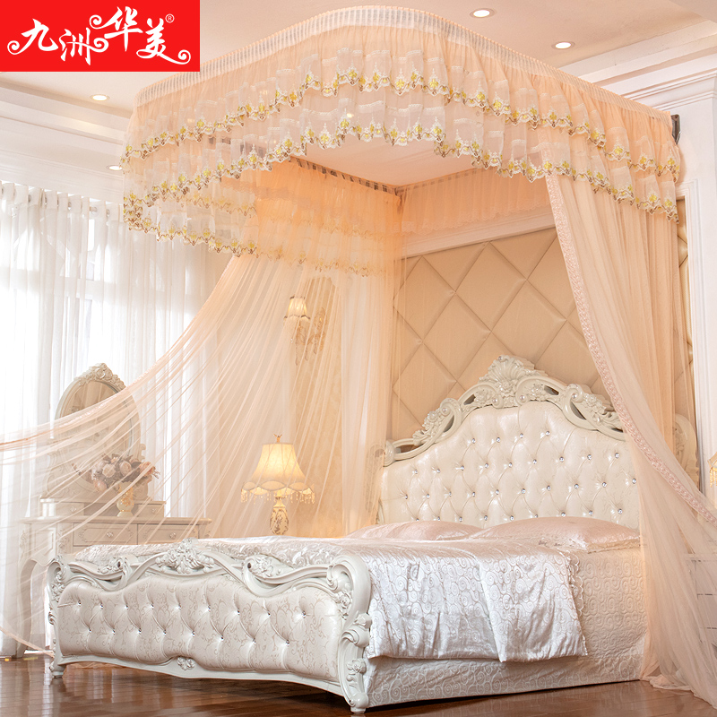 壁挂天花拉幕导轨蚊帐加厚加密U型公主风婚庆1.8床1.5双人2米家用