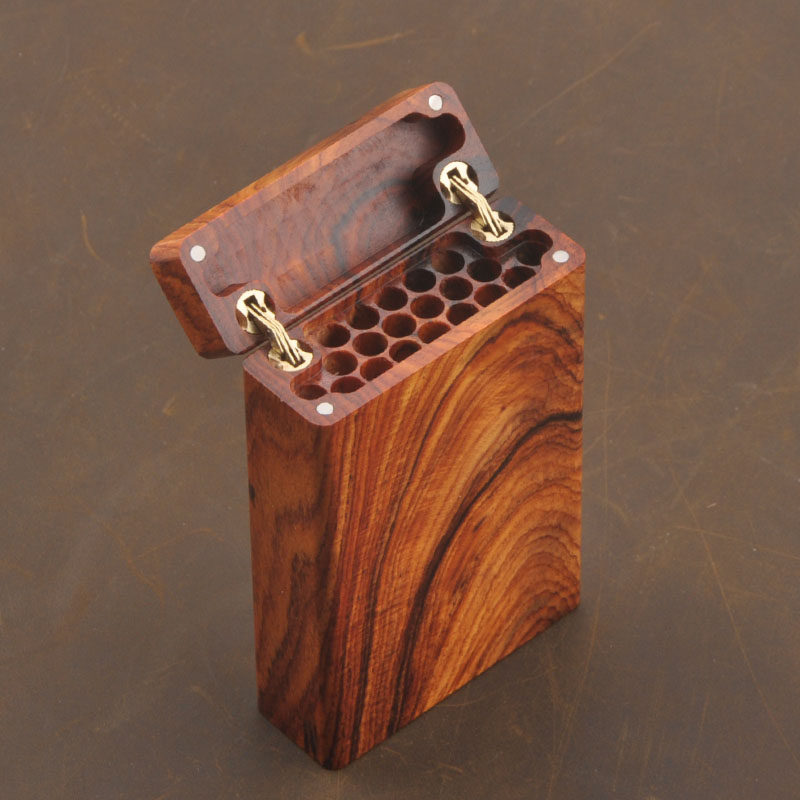整木掏空细烟97mm长翻盖20支装老挝老红木实木烟盒父亲节礼品