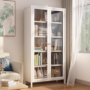 帅仕钢制书柜置物架带门玻璃展示柜客厅储物柜家用书架置物架