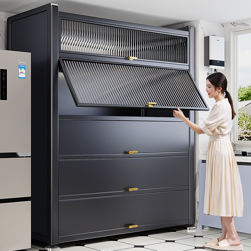 帅仕厨房置物架多功能微波炉收纳碳钢置物柜多层整体橱柜落地收纳