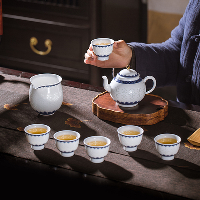 玉柏会发光的玲珑瓷茶具高端礼品