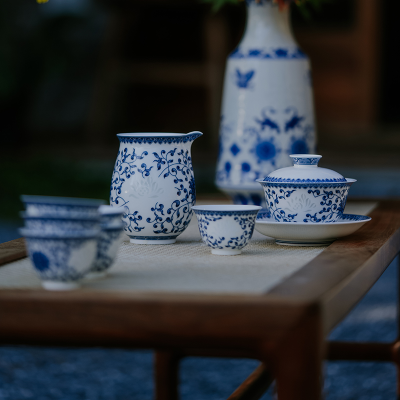 高温玲珑白瓷茶具套装