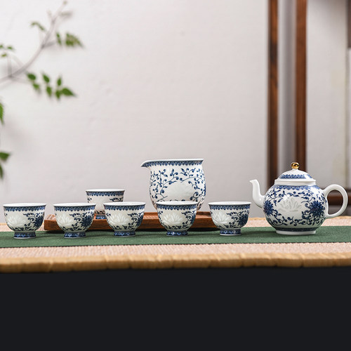 景德镇陶瓷茶壶茶杯套装中式青花玲珑瓷器字器汉字杯茶具高端礼盒 - 封面