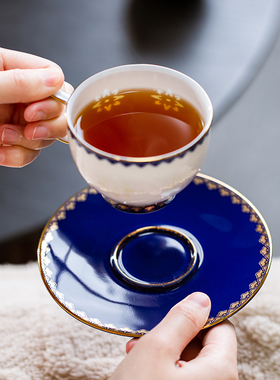 玉柏玲珑瓷景德镇陶瓷咖啡杯套装中国风轻奢办公室家用高颜值送礼