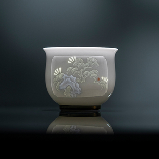 景德镇手工手绘青花玲珑主人杯高档斗彩茶杯陶瓷器萤造旗舰店