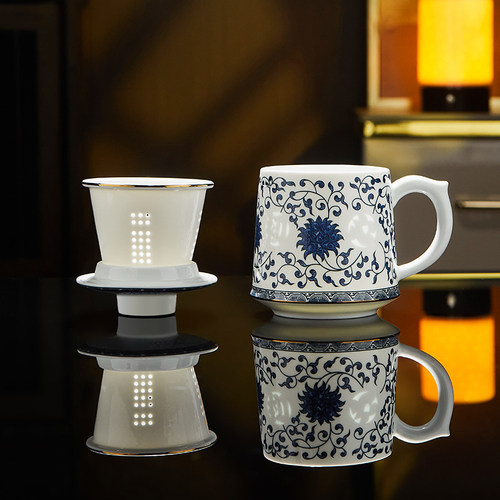 玉柏青花玲珑高温白瓷景德镇陶瓷