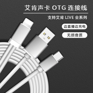 迎春YC2 适用于iPhoneOTG手机连接声卡直播线边用边充电十盏灯icon/m4 m8转换连接数据音频线通用USB