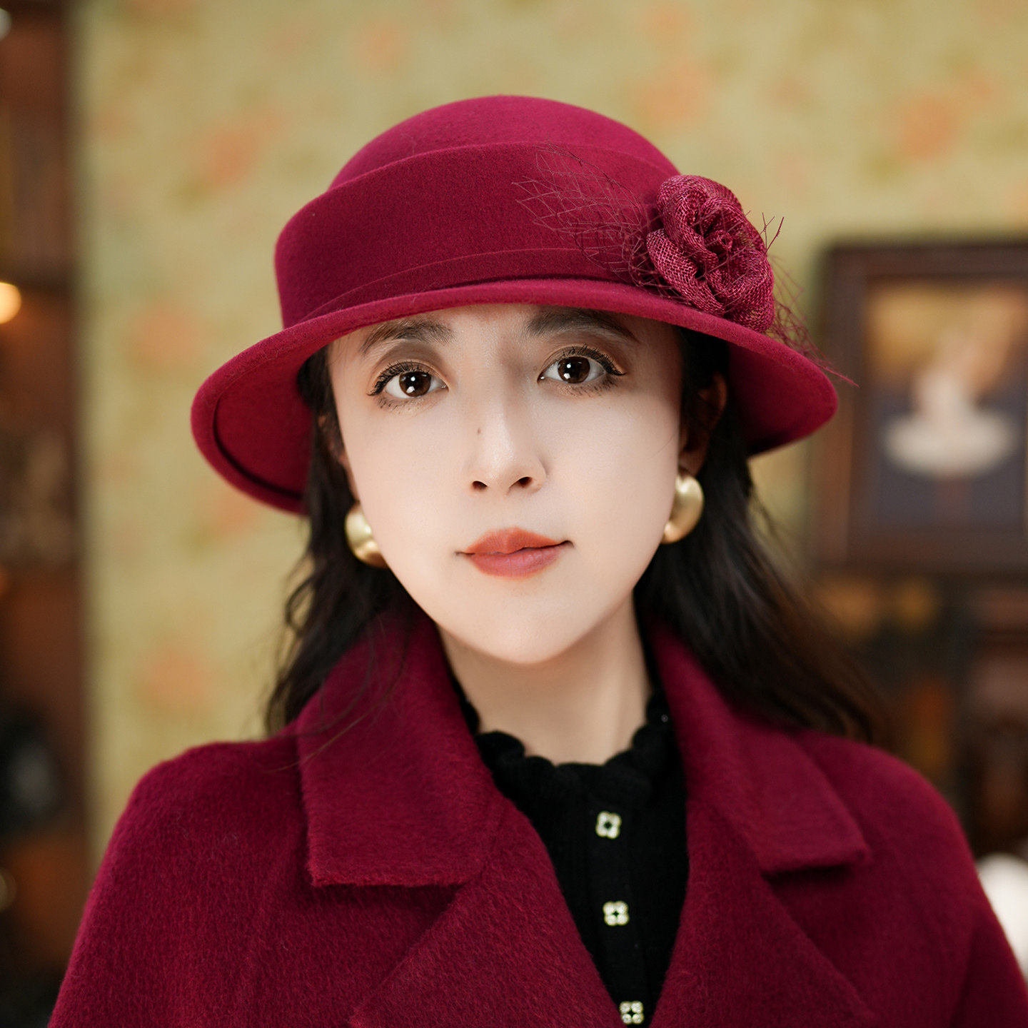 2026新款轻奢花朵麻纱礼帽 可调节秋冬英伦优雅风显脸小盆帽毡帽,服饰配件/皮带/帽子/围巾,帽子,淘宝优惠券,粉丝福利购,淘宝优惠卷